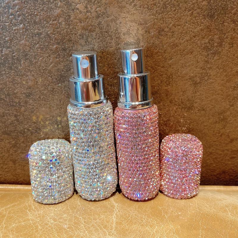 Rhinestone Decorated Empty Spray Bottle, 1 Count Portable Refillable Perfume Bottle, Empty Perfume Dispenser Bottle for Travel