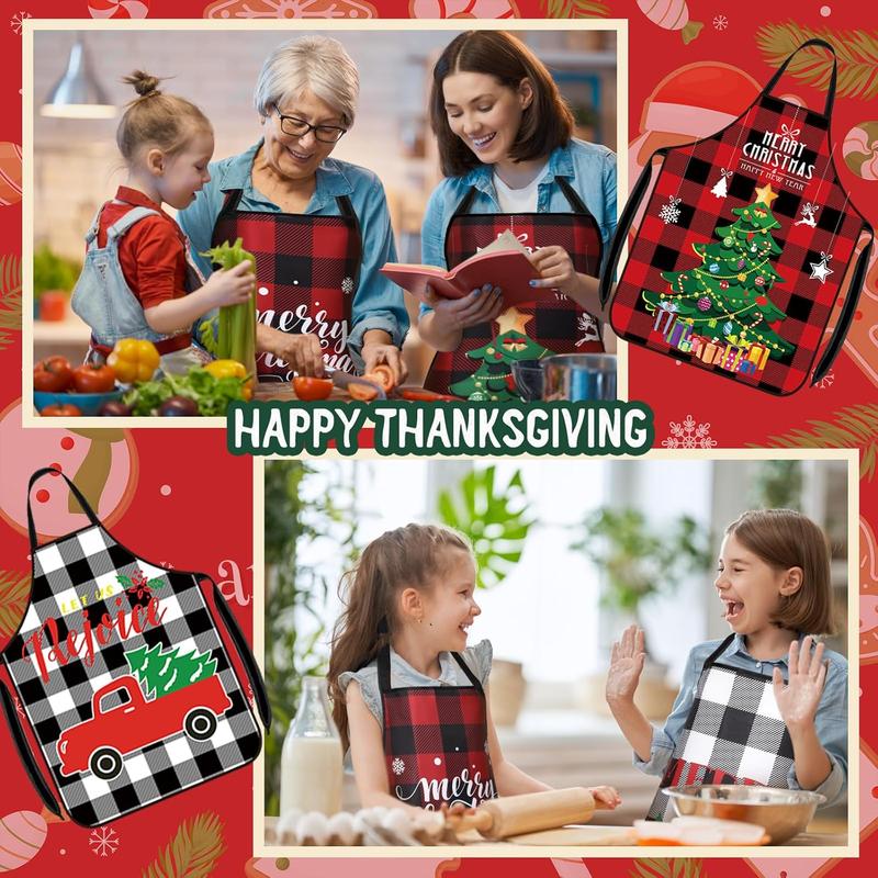 8 count Christmas Apron for Women Christmas Kitchen Cooking Aprons Bulk Adjustable Xmas Baking Aprons for Holiday