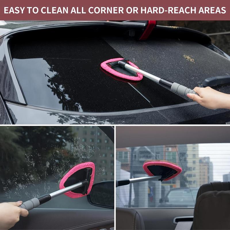 Car Windshield Cleaning Tool Set, Portable Car Windshield Cleaning Tool with Replacement Pads & Spray Bottle, Multifunctional Car Cleaning Tool