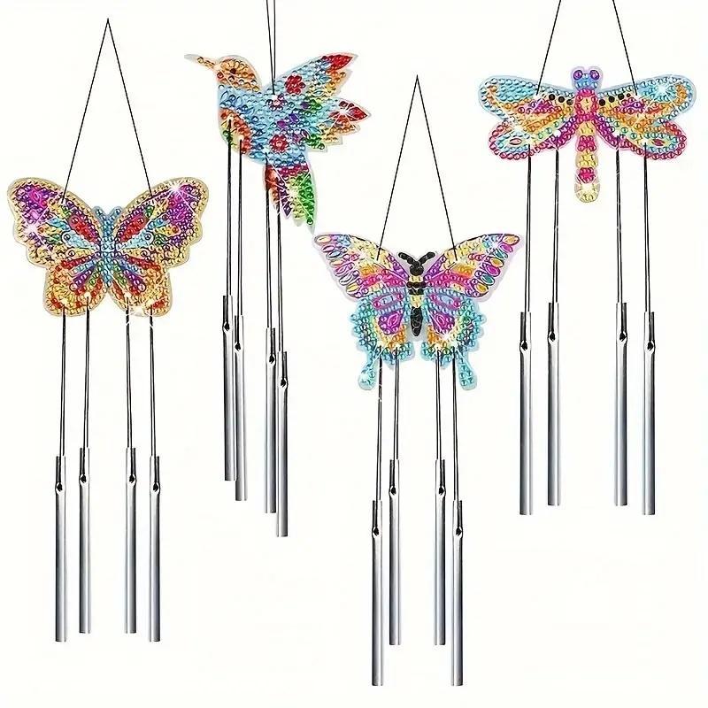 Butterfly Shaped Diamond Arts Colorful Painting Hangings, 1 Set DIY Diamond Decorative Art Hangable Ornaments, DIY Handmade Craft for Home Living Room Office Wall Decor