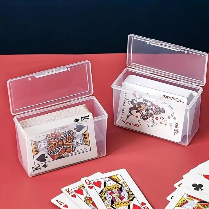 Card Storage Box, 2 Counts Clear Card Game Card Display Box, Poker Storage Box for Home Office