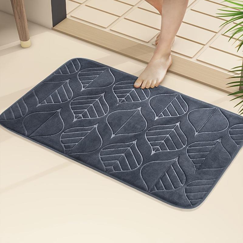 Leaf Pattern Bath Mat, 1 Count Non-slip Soft Absorbent Bathroom Mat, Rectangle Home Decor Floor Mat for Bathroom, Kitchen, Living Room