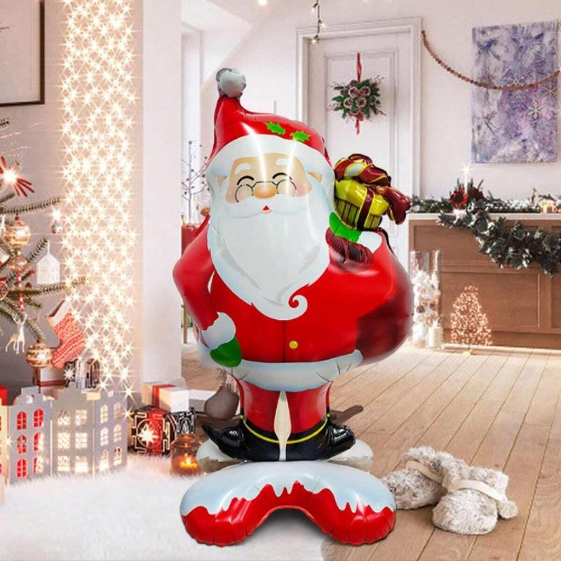 Christmas Standing Santa Claus Design Balloon, 1 Count Cute Santa Claus Balloon, Inflatable Balloon for Home Party Decoration, Party Supplies