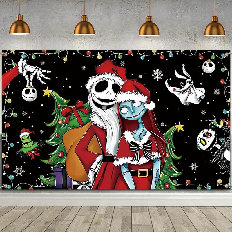 Nightmare before Christmas photo Background photography Christmas peach fur tapestry Jack Skull and Sally Christmas Christmas winter holiday decorations and supplies home