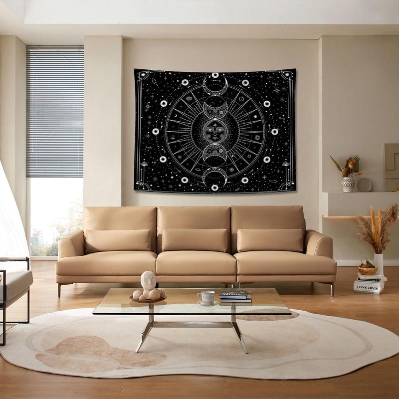  Sun & Moon & Face Pattern Tapestry, 1 Count Creative Wall Hanging Posters Tapestry for Home Decor, Wall Decor for Home Living Room Bedroom Dormitory, Cool Bedroom Accessories