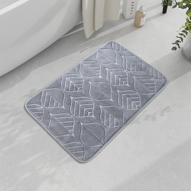 Leaf Pattern Bath Mat, 1 Count Non-slip Soft Absorbent Bathroom Mat, Rectangle Home Decor Floor Mat for Bathroom, Kitchen, Living Room