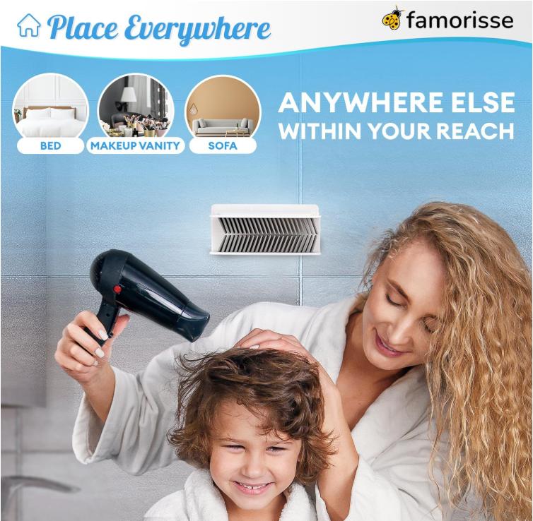 FAMORISSE Large Shower Wall Hair Catcher with Silicone Bristle - White Drain Hair Catcher