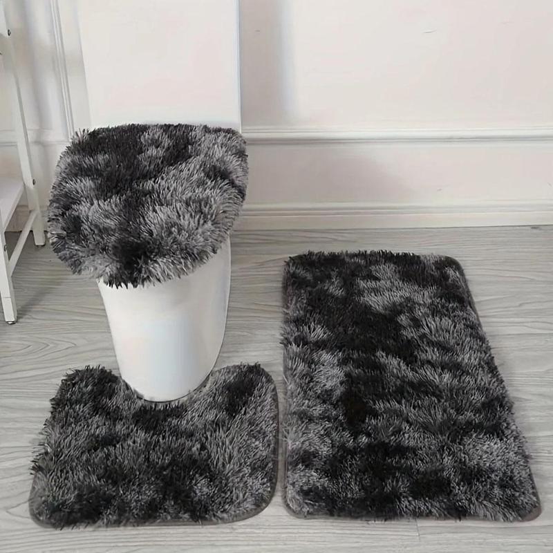 Bathroom Mat Set, 3 Counts set Including U-shape Mat & Lid Cover Pad & Door Mat, Non-slip Rug for Home Bathroom