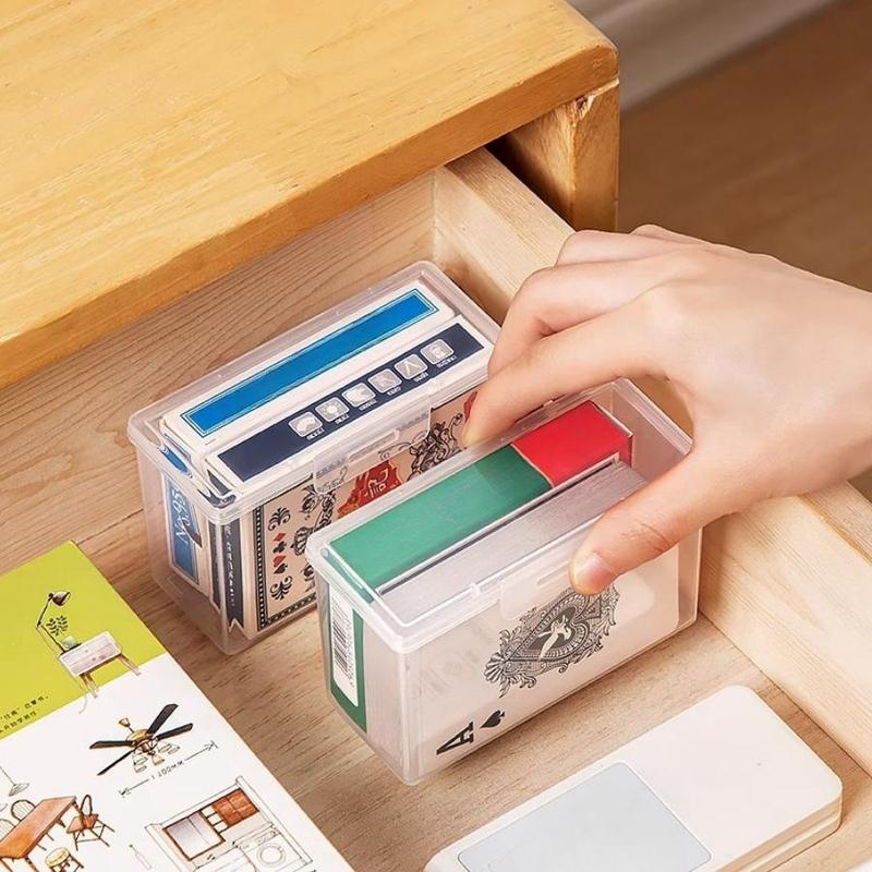 Card Storage Box, 2 Counts Clear Card Game Card Display Box, Poker Storage Box for Home Office