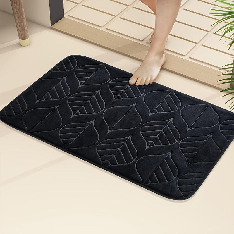 Leaf Pattern Bath Mat, 1 Count Non-slip Soft Absorbent Bathroom Mat, Rectangle Home Decor Floor Mat for Bathroom, Kitchen, Living Room