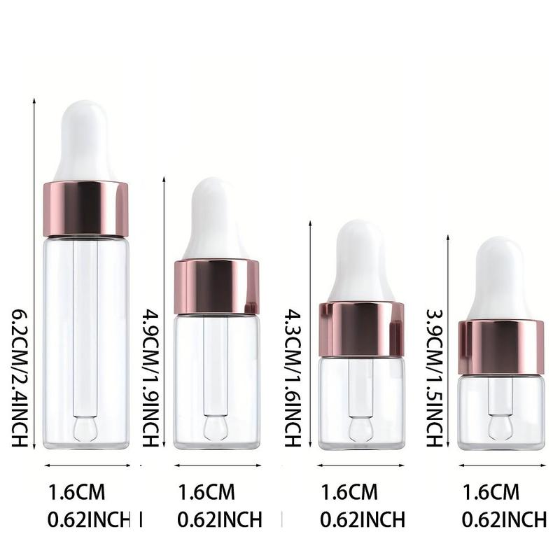 Mini Dropper Bottle, 10pcs Glass Empty Essential Oil Aromatherapy Bottle, Rose Gold Cap Pipettes Bottle