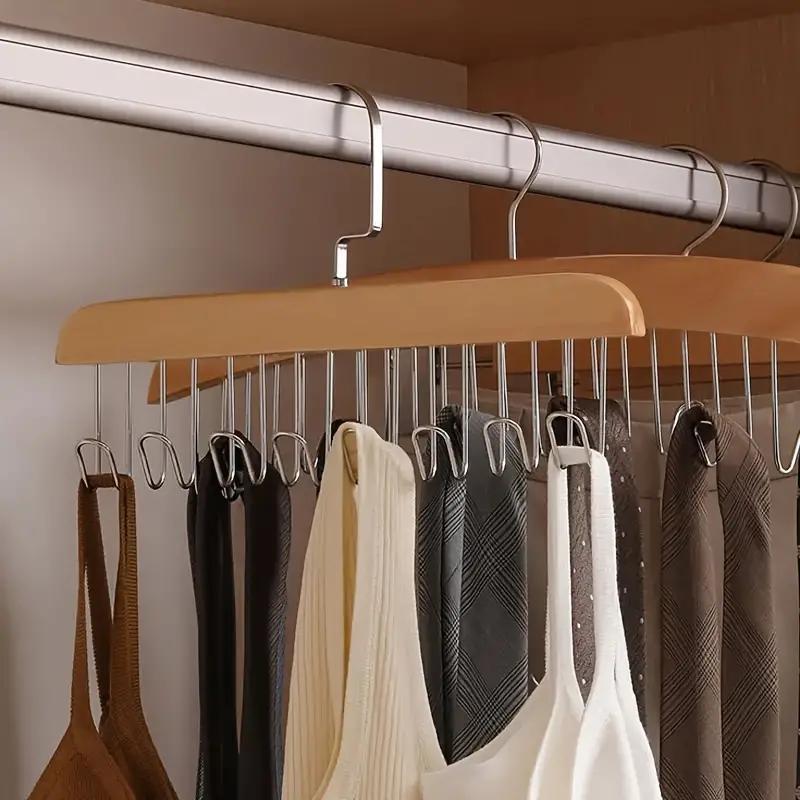 Wooden Bra Hanger, 3 Counts Space Saving 360° Rotatable Bra Hanger with 8 Hooks, Home Organizer for Bra Underwear Socks