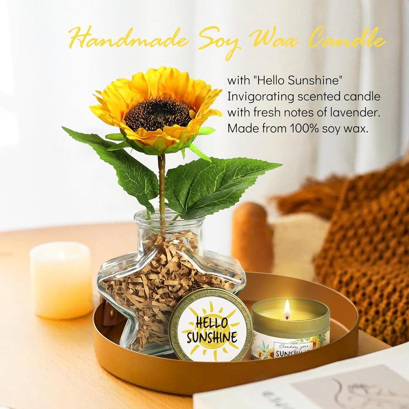 Birthday Gifts for Women Sunflower Gifts Get Well Soon Gifts, Sending Sunshine Gift Baskets, Self Care Spa Gifts for Women Her Mom Best Friends Sister, Thank You Gifts Christmas Gifts w Glass Cup