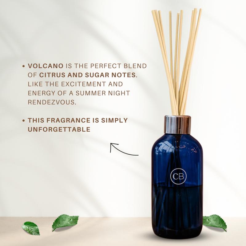 Capri Blue Volcano Candle 19 oz, Reed Oil Diffuser 8 oz with Sticks – Navy Blue Scented Aromatherapy Set for Home , Freshener, Fragrance