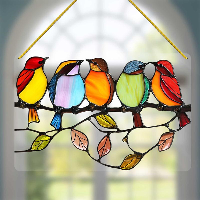 Bird Design Acrylic Hanging Decor, 1 Count Colorful Window Hanging Ornament, Home & Courtyard & Office Decor