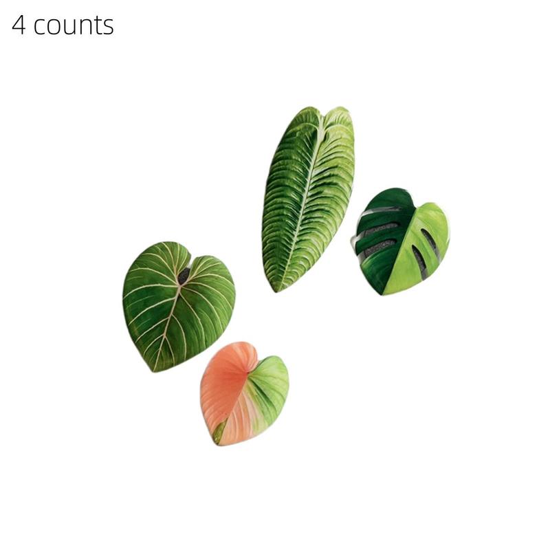 Artificial Leaf Shaped Fridge Magnet, 4 8 Counts Creative Soft Magnet Decorative Sticker, Home Decor Supplies for Kitchen & Bathroom