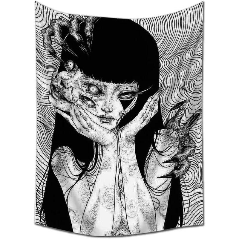 JOOCAR Canvas Anime Tomie Revenge Junji Ito Tapestry, Hanging Dorm Party Backdrop Decorations Home Decorations for Living Room Bedroom(60 x 40 in)