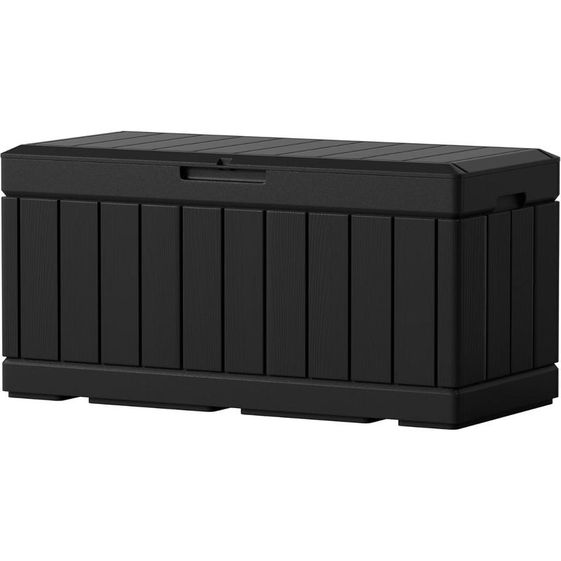 85 Gallon Large Resin Deck Box Waterproof Outdoor Storage with Padlock Indoor Outdoor Organization and Storage Container for Patio Furniture Cushions, Pool Toys, Garden Tools (Black) Organiser Rattan Organiser Rattan