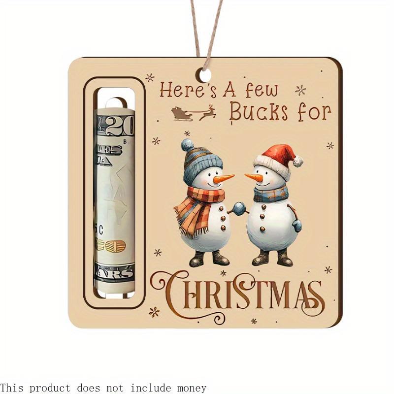 Christmas Money Holder, 1 Count Snowman Design Wooden Hanging Ornament, Cash Decoration for Home Party Festival, Christmas Decor