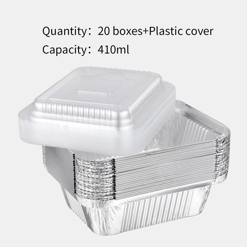 Disposable Aluminum Foil Container, 20 50pcs Rectangular Food Storage Box with Lid, Multifunctional Takeaway Container for Baking Cooking