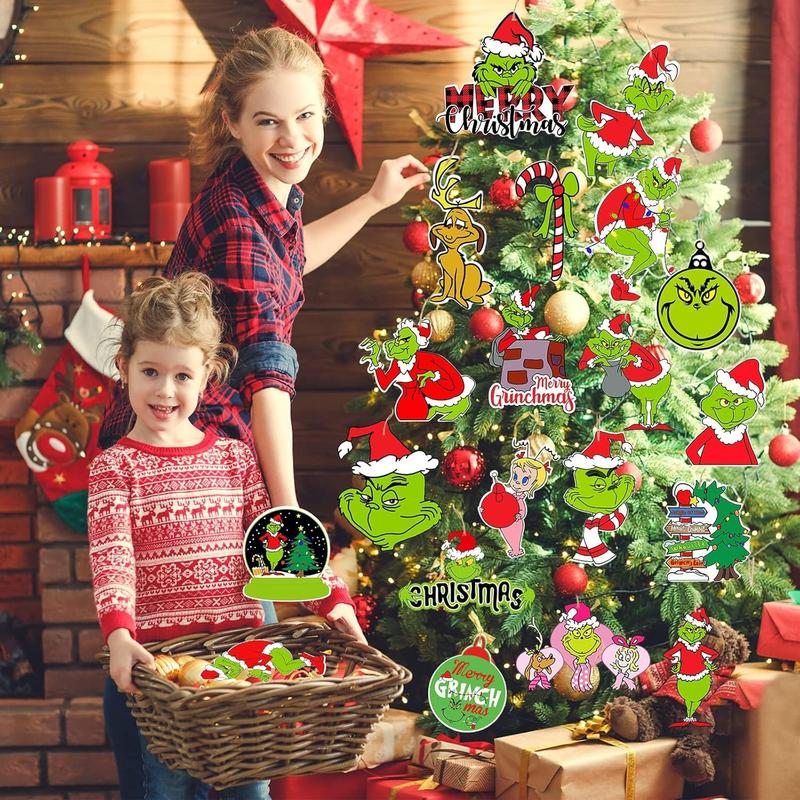 80Pcs Grinchmas Christmas Tree Decorations Grinchmas Christmas Ornaments, Grinchmas Ornaments for Christmas Tree Hanging Ornaments Decorations for Christmas Holiday Tree Home Decor