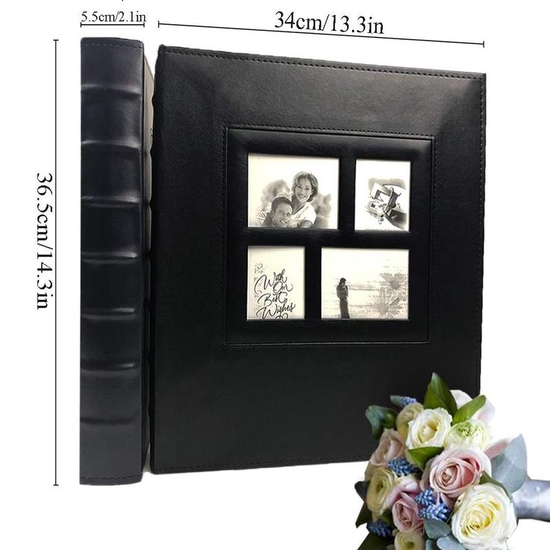 Photo Album, 1 Count Large Capacity PU Leather Cover Photo Album, 500 Photos Photo Storage Book, Gift for Family & Friends