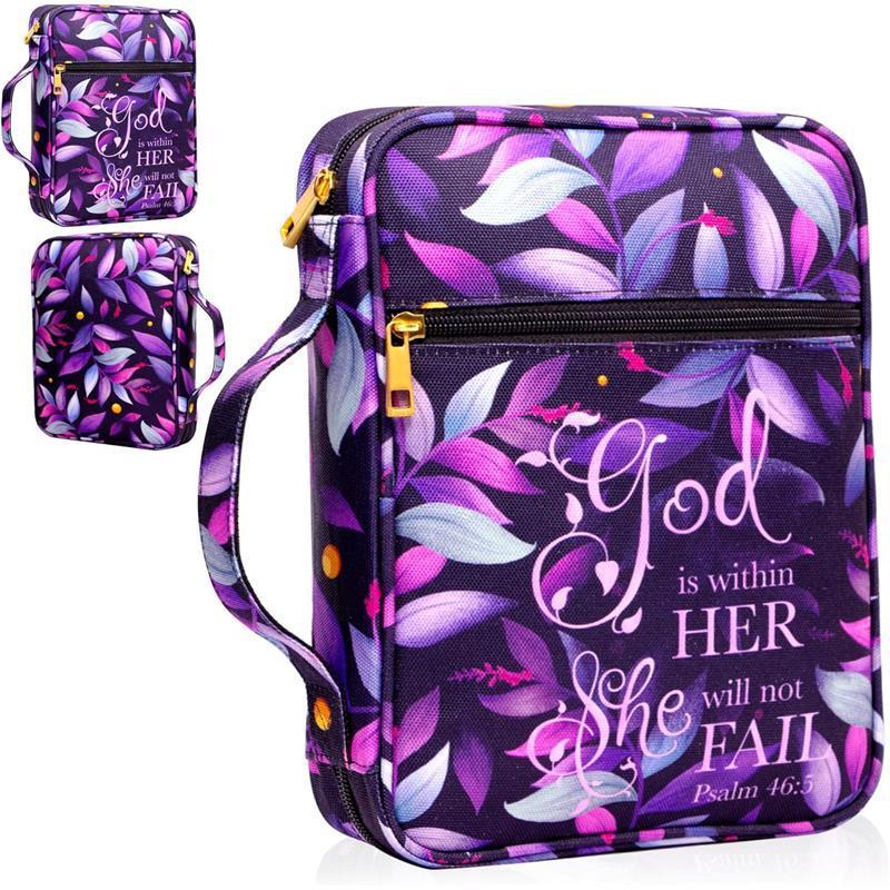 Bible Cover for Women, Bible Holder, Bible Cover Carrier Carrying Organizer Bag, God is Within Her She Will Not Fall, Gift for Women Girl Kid