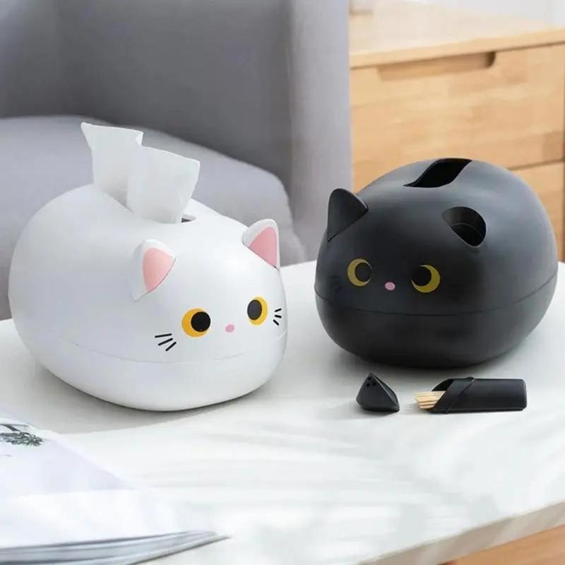 Cartoon Cat Design Tissue Box, 1 Count Multifunctional Tissue Dispenser For Kitchen Bathroom Living Room Home Decor