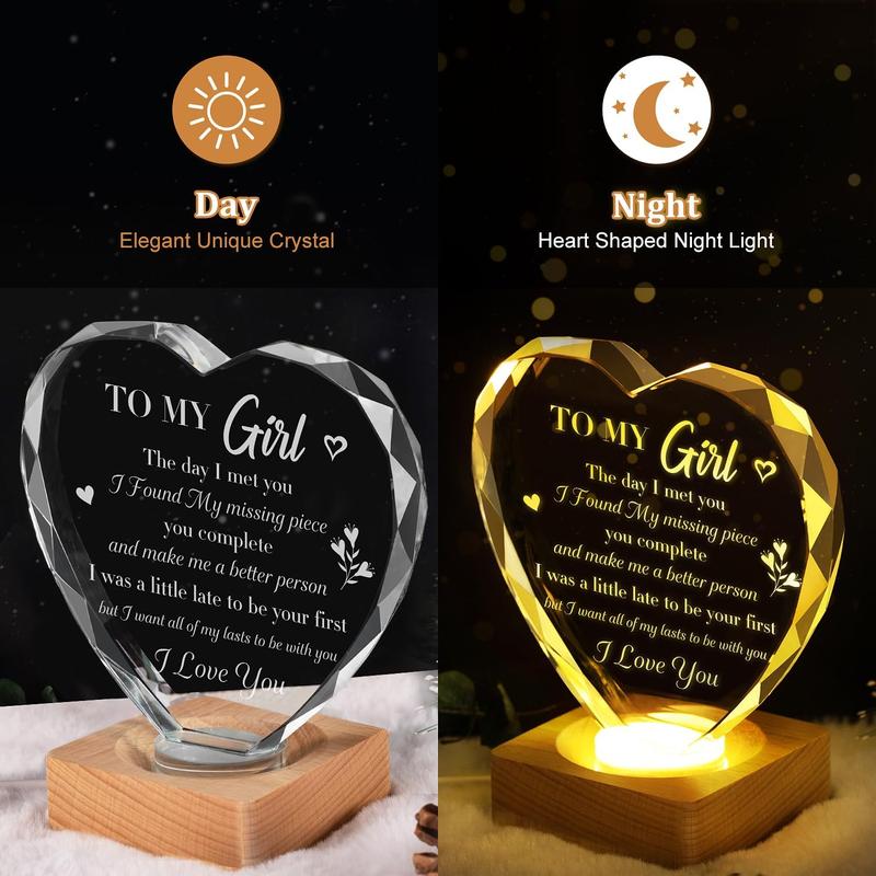 to My Gifts 3D Illusion Lamp for Girlfriend, Engraved Crystal Night Light Presents, Birthday Anniversary Christmas Valentines Day Gifts for Girlfriend Wife from Husband Boyfriend