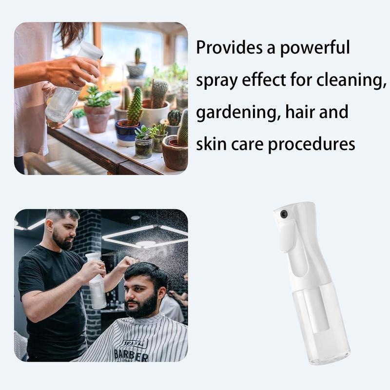 Continuous Mist Spray Bottle for Hair, 300ML Hair Mister Spray Bottle, Water Spray Bottle for Salon, Barber, Plants, Cleaning, Skin Care(Clear White)