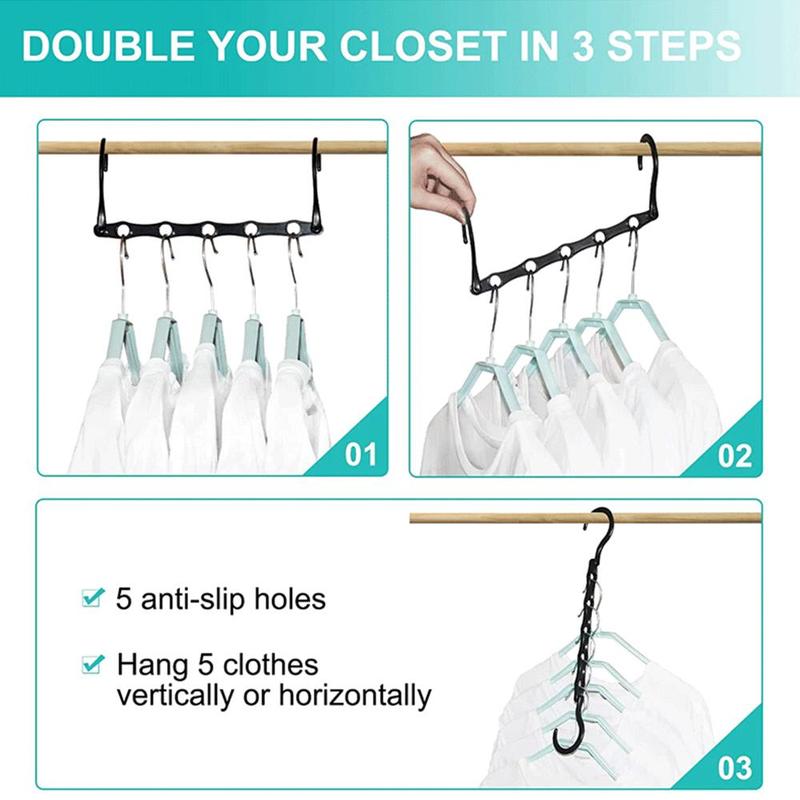 Durable Clothes Hanger Connector, 6pcs set 5-hook Magic Hanger for Wardrobe, Space Saving Hanger Connector for Home Use, Portable Storage Organizer for Outdoor Travel, Bedroom Accessories