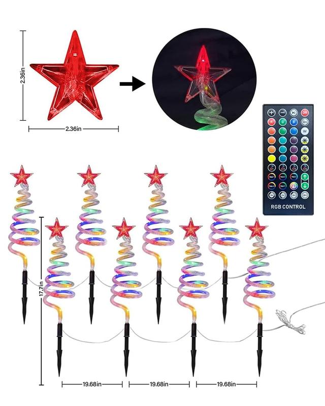 Avatar Controls Outdoor Christmas Pathway Lights, Smart 8 in 1 Multicolor Spiral Xmas Trees Lights with APP&Remote, DIY, Timer, Waterproof, Decorations Pathway Lights for Outside hour timer