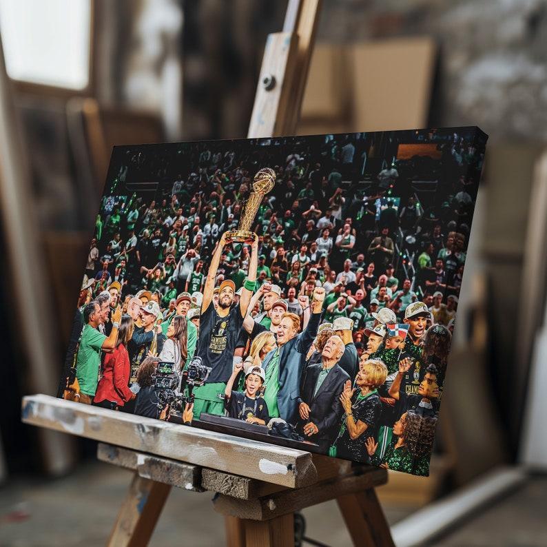 Boston Celtics NBA champions 2024 poster print, Jayson Tatum, Brown, Kristaps Porzingis NBA basketball Canvas Wall Art