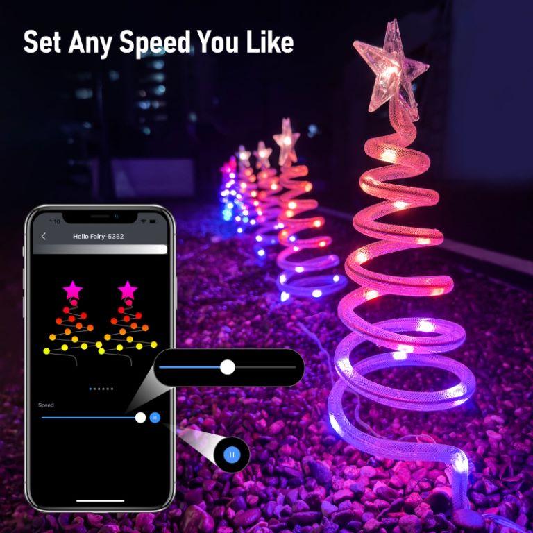 Avatar Controls Outdoor Christmas Pathway Lights, Smart 8 in 1 Multicolor Spiral Xmas Trees Lights with APP&Remote, DIY, Timer, Waterproof, Decorations Pathway Lights for Outside hour timer