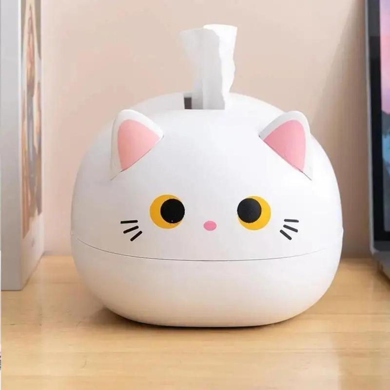 Cartoon Cat Design Tissue Box, 1 Count Multifunctional Tissue Dispenser For Kitchen Bathroom Living Room Home Decor