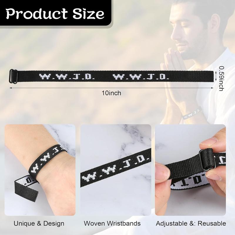 12 Count WWJD Bracelet Pack, Christian Gifts Adjustable Wristbands, WWJD Jesus Bracelets Bulk - What Would Jesus Do Bracelet for Women Men