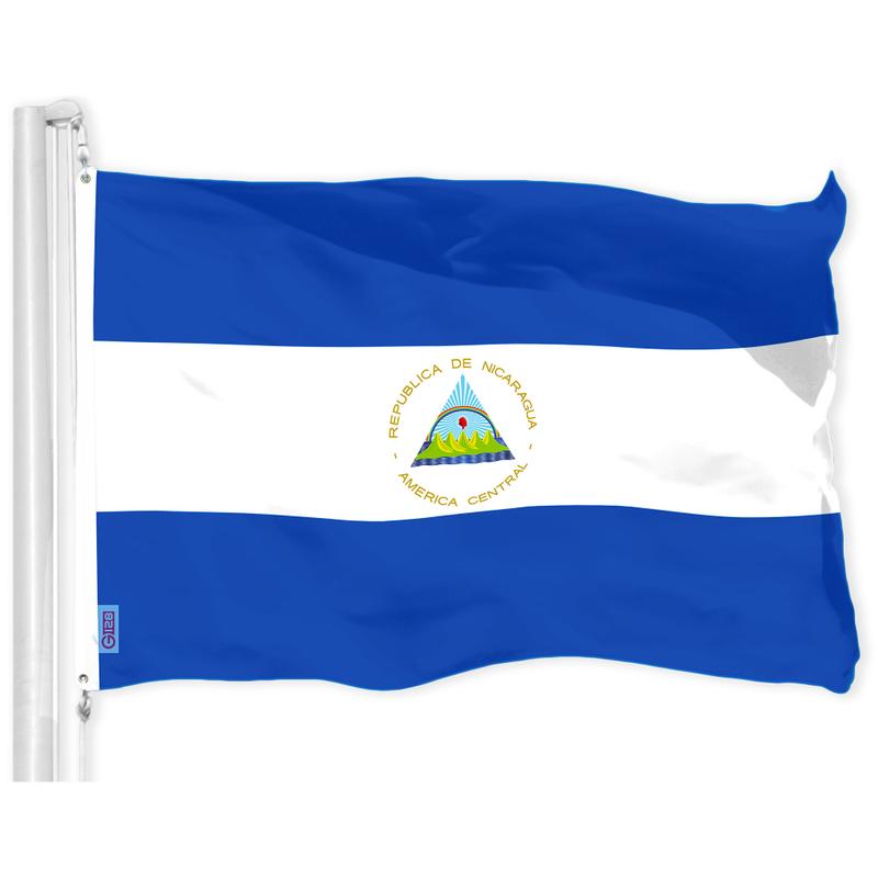 G128 Nicaragua Nicaraguan Flag | 3x5 Ft | LiteWeave Pro Series Printed 150D Polyester | Country Flag, Indoor Outdoor, Vibrant Colors, Brass Grommets, Thicker and More Durable Than 100D 75D Polyester