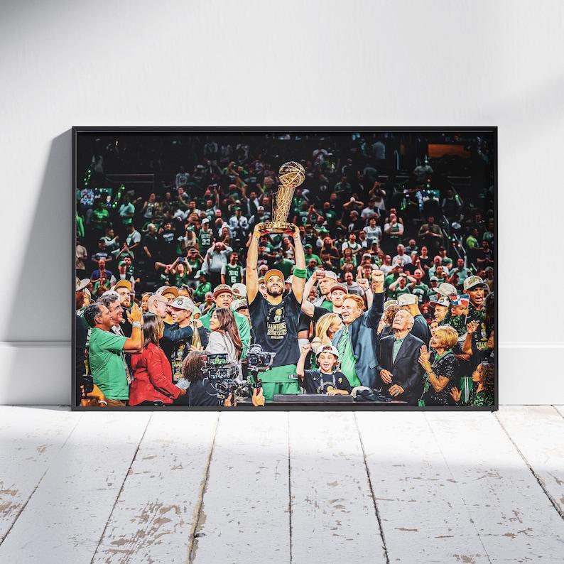 Boston Celtics NBA champions 2024 poster print, Jayson Tatum, Brown, Kristaps Porzingis NBA basketball Canvas Wall Art