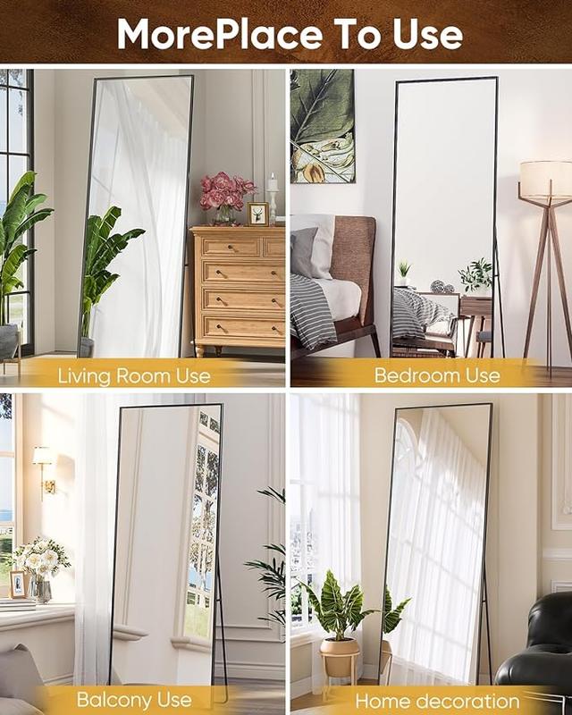 Floor Standing Mirror, Wall Mirror with Stand Aluminum Alloy Thin Frame，Full Length Mirror Wall Mirror 64