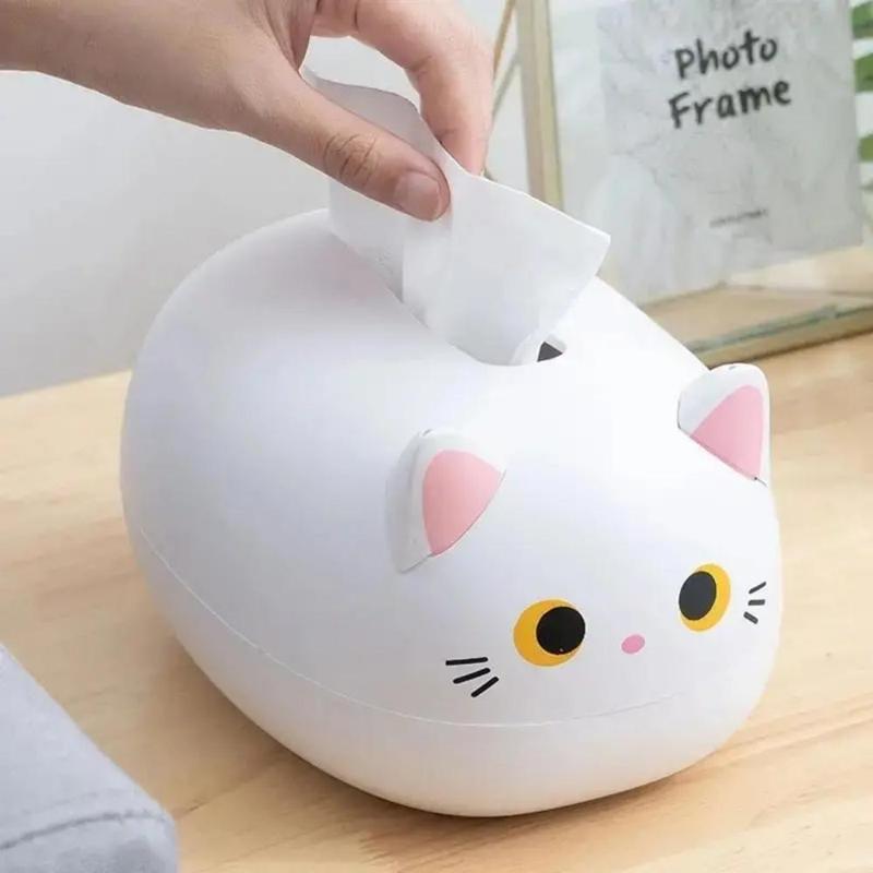 Cartoon Cat Design Tissue Box, 1 Count Multifunctional Tissue Dispenser For Kitchen Bathroom Living Room Home Decor