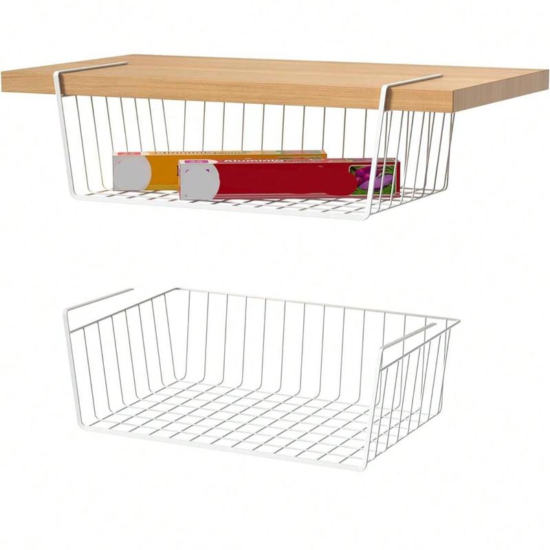 Under Shelf Basket, Under Shelf Organizer, Space Saving Under Shelf Storage Rack for Kitchen Counter Pantry Desk Bookshelf Cupboard