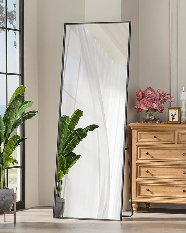 Floor Standing Mirror, Wall Mirror with Stand Aluminum Alloy Thin Frame，Full Length Mirror Wall Mirror 64