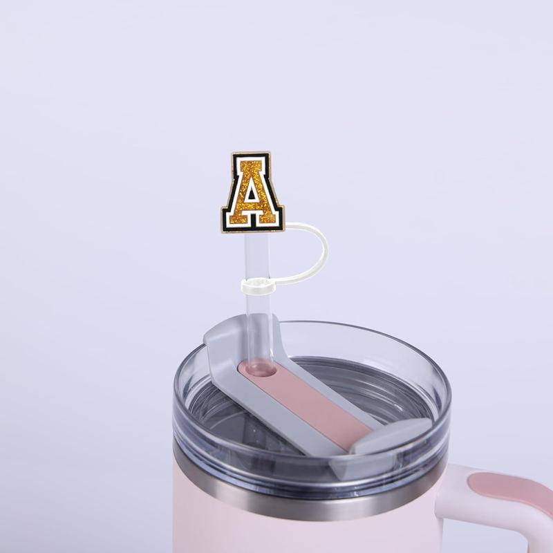 Cup Accessories Set,3 Count 0.4in Straw Cover, 3 Count Letter Charm, 3 Count Letter Towel Stickers Fits 40&30 Oz Tumbler(A)