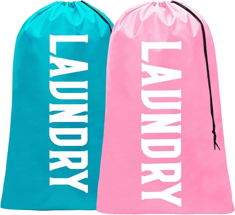 2 Pack Large Travel Laundry Bag, Dirty Clothes Travel Bag with Drawstring, Heavy Duty Laundry Bag for Dorm Camp Traveling, Fit a Laundry Hamper for Students College