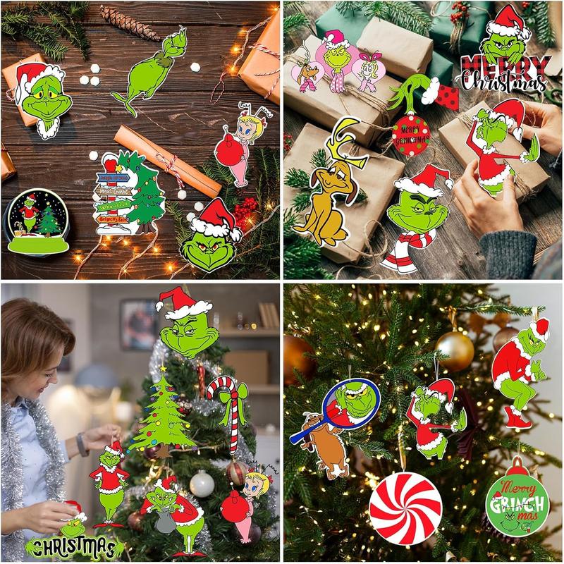 80Pcs Grinchmas Christmas Tree Decorations Grinchmas Christmas Ornaments, Grinchmas Ornaments for Christmas Tree Hanging Ornaments Decorations for Christmas Holiday Tree Home Decor