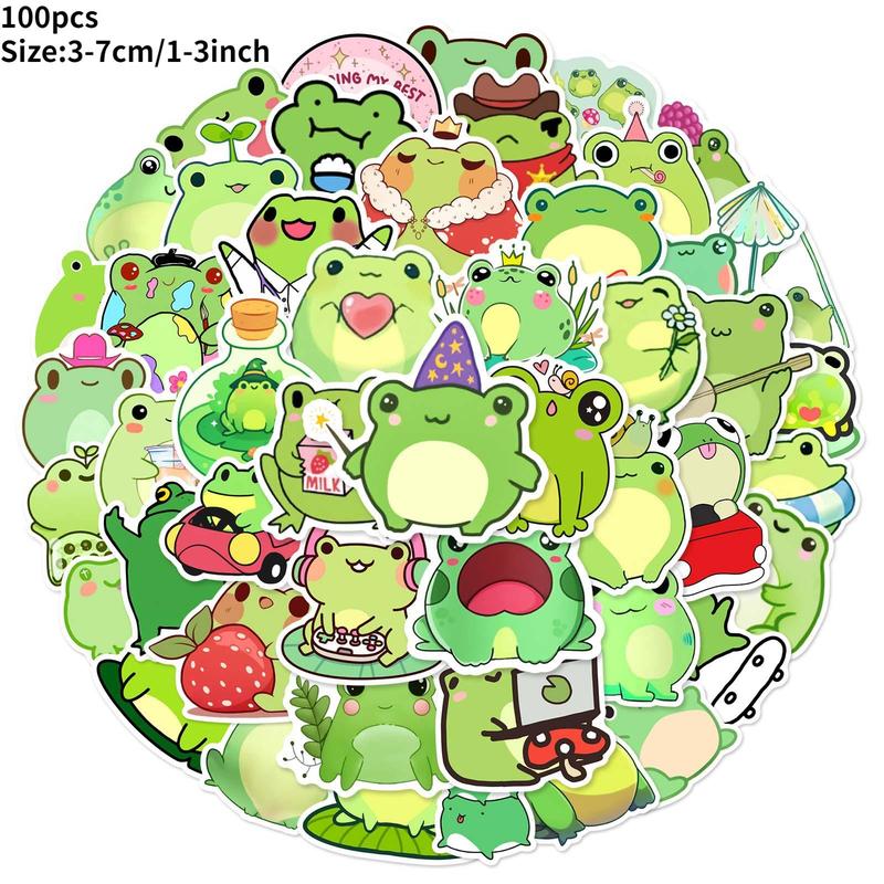 50pcs Cute Cartoon Little Frog Pattern Sticker, Graffiti Waterproof Decoration Sticker, DIY Decor Sticker For Home, Scrapbook, Water Bottle