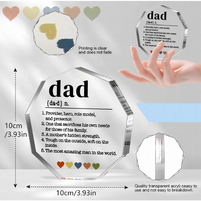 Room Decor Acrylic Dad Award Decor, 1 Count Clear Dad's Inspirational Words Statue, Award for Father Of The Year Gifts for Home, Candy Gift for Dad, Desk Ornaments for Home, Home Decor Decoration Transparent Souvenir Wedding