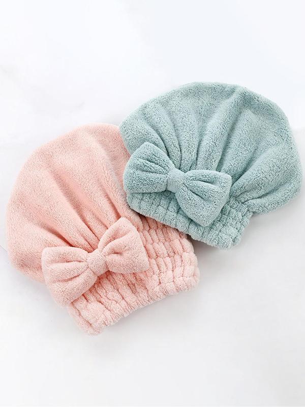 Bow Decor Turban Hat, Soft Comfort Hair Drying Cap, Hair Drying Cap for Women, Fashion Hair Accessories for Daily Use