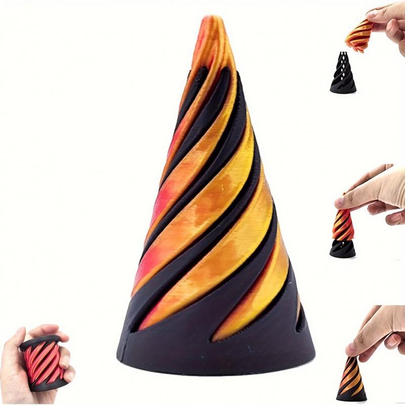 Classic Style Pyramid Design 3D Printed Twisted Cone Statue, 1 Count Interactive Twisted Statue, Desktop Ornament, Party Favors