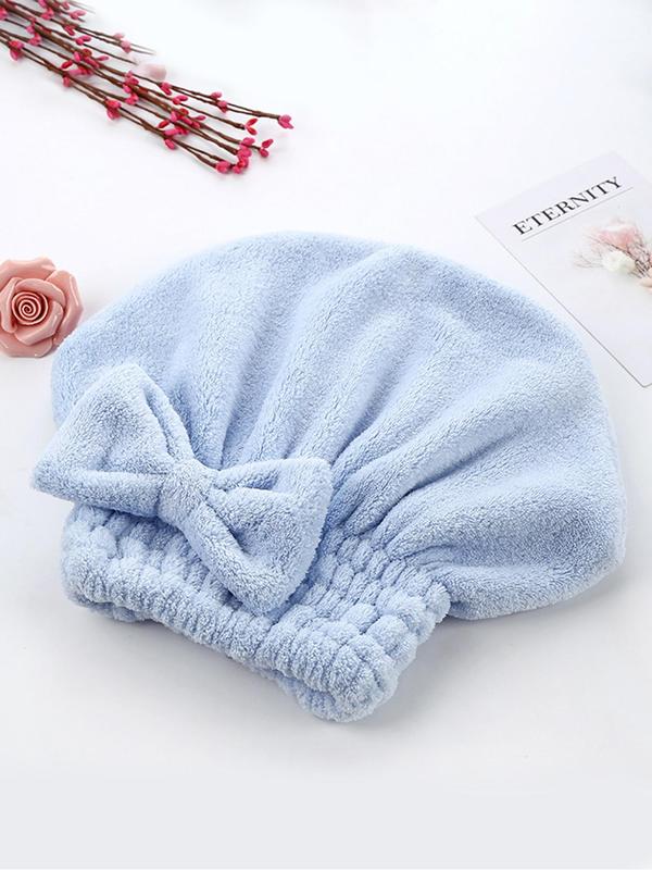 Bow Decor Turban Hat, Soft Comfort Hair Drying Cap, Hair Drying Cap for Women, Fashion Hair Accessories for Daily Use